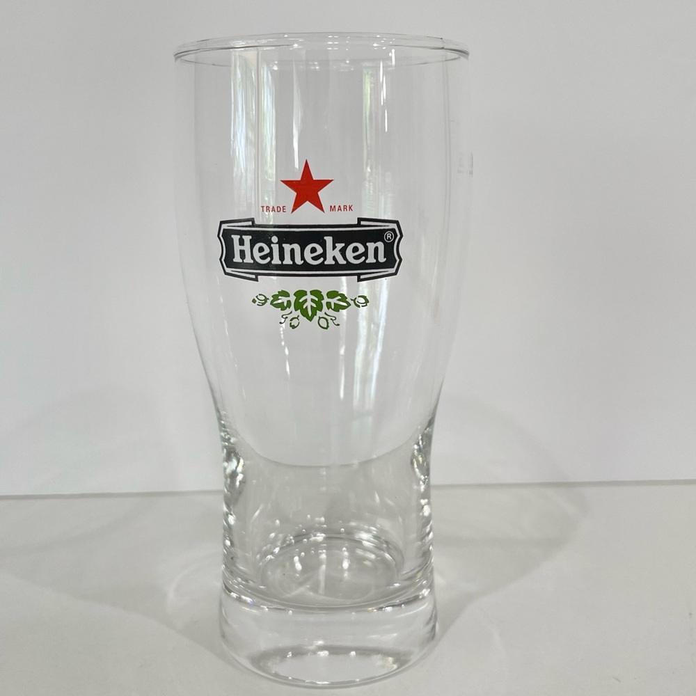 Heineken Beer Pilsner Glass Etched Clear .25L Logo Branded Red Star Barware Bar